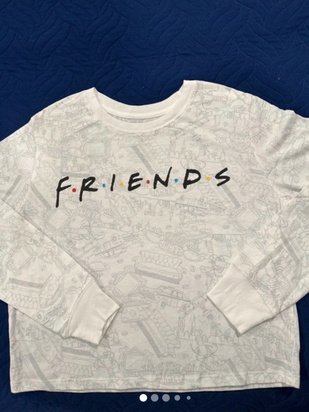 FRIENDS Logo White Graphic Cropped Shirt Long Sleeve